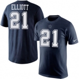 Men's Dallas Cowboys 21 Ezekiel Elliott Nike Navy Player Pride Name & Number T-Shirt