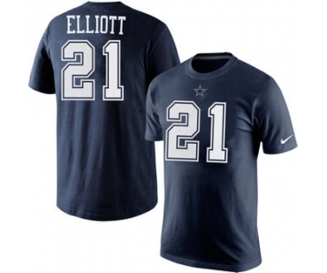 Men's Dallas Cowboys 21 Ezekiel Elliott Nike Navy Player Pride Name & Number T-Shirt