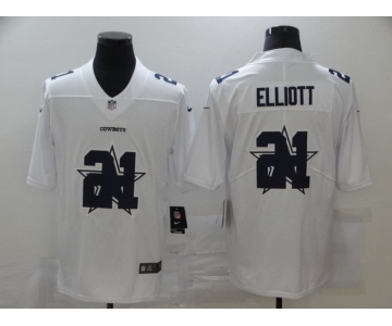 Men's Dallas Cowboys #21 Ezekiel Elliott White 2020 Shadow Logo Vapor Untouchable Stitched NFL Nike Limited Jersey