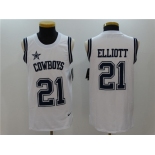 Men's Dallas Cowboys #21 Ezekiel Elliott White Color Rush 2017 Vest Stitched NFL Nike Tank Top Jersey