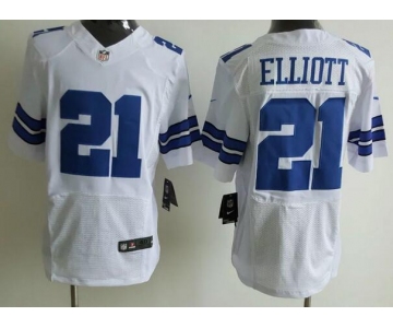 Men's Dallas Cowboys #21 Ezekiel Elliott White Road NFL Nike Elite Jersey