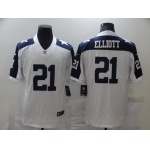 Men's Dallas Cowboys #21 Ezekiel Elliott White Thanksgiving Vapor Untouchable Stitched NFL Nike Limited Jersey