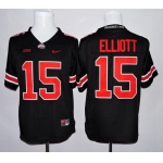 Men's Ohio State Buckeyes #15 Ezekiel Elliott Black With Red College Football Nike Limited Jersey