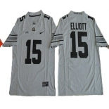 Men's Ohio State Buckeyes #15 Ezekiel Elliott Gridiron Gray II Limited Stitched College Football Nike NCAA Jersey