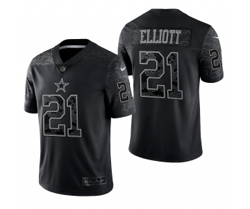 Men's Womens Youth Kids Dallas Cowboys #21 Ezekiel Elliott Black Reflective Nike Limited Nike Jersey