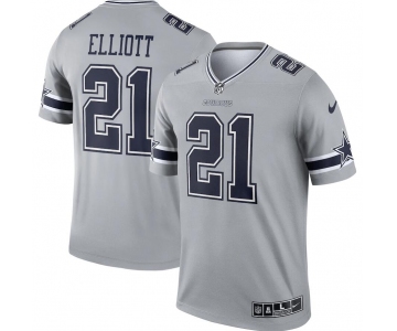 Men's Womens Youth Kids Dallas Cowboys #21 Ezekiel Elliott Gray Stitched NFL Limited Inverted Legend Jersey