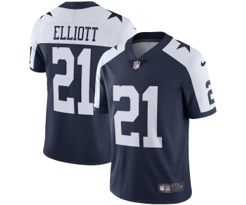 Men's Womens Youth Kids Dallas Cowboys #21 Ezekiel Elliott Navy Blue Thanksgiving Stitched NFL Vapor Untouchable Limited Throwback Jersey