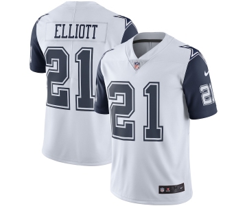 Men's Womens Youth Kids Dallas Cowboys #21 Ezekiel Elliott White Stitched NFL Limited Rush Jersey