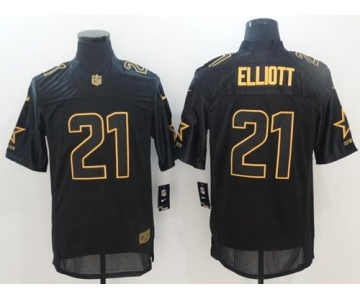 Nike Cowboys #21 Ezekiel Elliott Black Men's Stitched NFL Elite Pro Line Gold Collection Jersey