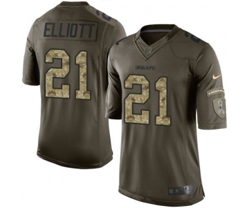 Nike Cowboys #21 Ezekiel Elliott Green Stitched NFL Limited Salute to Service Jersey