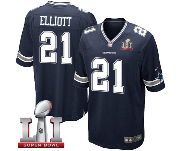 Nike Cowboys #21 Ezekiel Elliott Navy Blue Team Color Stitched NFL Super Bowl LI 51 Elite Jersey