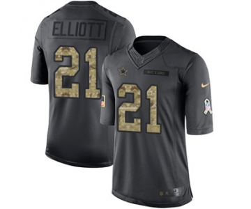 Nike Dallas Cowboys #21 Ezekiel Elliott Black Men's Stitched NFL Limited 2016 Salute To Service Jersey