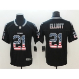 Nike Dallas Cowboys #21 Ezekiel Elliott Black USA Flag Fashion Color Rush Limited Jersey