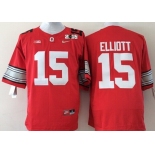 Ohio State Buckeyes #15 Ezekiel Elliott 2015 Playoff Rose Bowl Special Event Diamond Quest Red 2015 BCS Patch Jersey