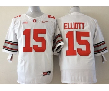 Ohio State Buckeyes #15 Ezekiel Elliott 2015 Playoff Rose Bowl Special Event Diamond Quest White Jersey