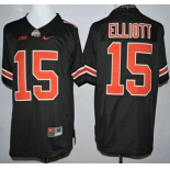 Ohio State Buckeyes #15 Ezekiel Elliott Black With Orange College Football Nike Limited Jersey