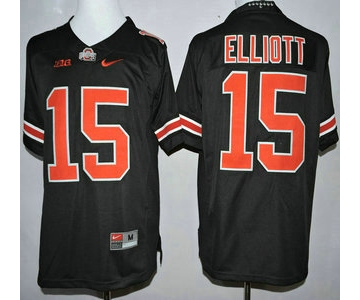 Ohio State Buckeyes #15 Ezekiel Elliott Black With Orange College Football Nike Limited Jersey