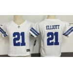 Toddler Dallas Cowboys #21 Ezekiel Elliott White Road Stitched NFL Nike Game Jersey