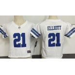 Toddler Dallas Cowboys #21 Ezekiel Elliott White Road Stitched NFL Nike Game Jersey