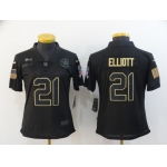 Women's Dallas Cowboys #21 Ezekiel Elliott Black 2020 Salute To Service Stitched NFL Nike Limited Jersey