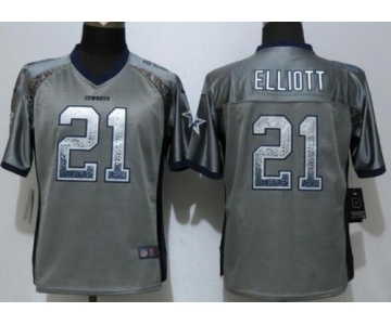 Women's Dallas Cowboys #21 Ezekiel Elliott Gray Drift Fashion NFL Nike Jersey