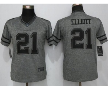 Women's Dallas Cowboys #21 Ezekiel Elliott Gray Gridiron Nike NFL Limited Jersey