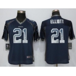 Women's Dallas Cowboys #21 Ezekiel Elliott Navy Blue Drift Fashion NFL Nike Jersey