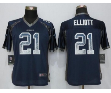 Women's Dallas Cowboys #21 Ezekiel Elliott Navy Blue Drift Fashion NFL Nike Jersey