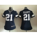 Women's Dallas Cowboys #21 Ezekiel Elliott Navy Blue Team Color NFL Nike Game Jersey