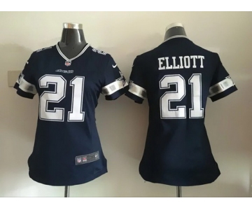 Women's Dallas Cowboys #21 Ezekiel Elliott Navy Blue Team Color NFL Nike Game Jersey