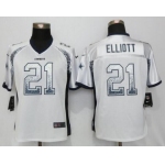 Women's Dallas Cowboys #21 Ezekiel Elliott White Drift Fashion NFL Nike Jersey