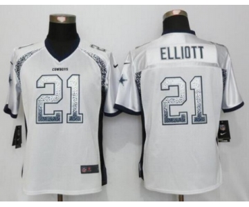 Women's Dallas Cowboys #21 Ezekiel Elliott White Drift Fashion NFL Nike Jersey