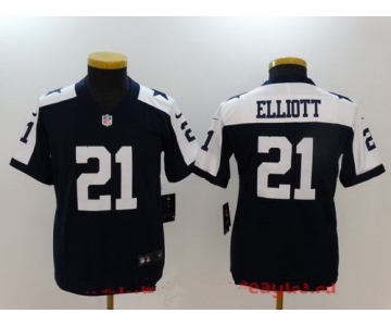 Youth Dallas Cowboys #21 Ezekiel Elliott Navy Blue Thanksgiving 2017 Vapor Untouchable Stitched NFL Nike Limited Jersey