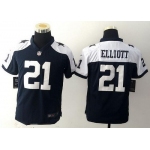 Youth Dallas Cowboys #21 Ezekiel Elliott Navy Blue Thanksgiving Alternate NFL Nike Game Jersey