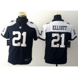 Youth Dallas Cowboys #21 Ezekiel Elliott Navy Blue Thanksgiving Alternate NFL Nike Game Jersey