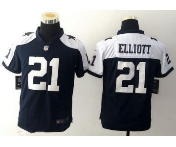 Youth Dallas Cowboys #21 Ezekiel Elliott Navy Blue Thanksgiving Alternate NFL Nike Game Jersey