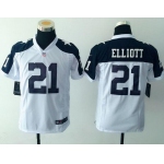 Youth Dallas Cowboys #21 Ezekiel Elliott White Thanksgiving Alternate NFL Nike Game Jersey