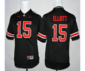 Youth Ohio State Buckeyes #15 Ezekiel Elliott Black With Red College Football Nike Limited Jersey