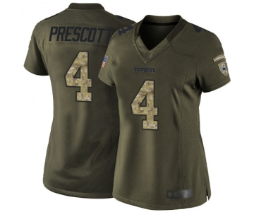 Cowboys #4 Dak Prescott Green Women's Stitched Football Limited 2015 Salute to Service Jersey