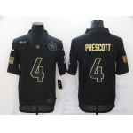 Men's Dallas Cowboys #4 Dak Prescott Black 2020 Salute To Service Stitched NFL Nike Limited Jersey