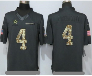 Men's Dallas Cowboys #4 Dak Prescott Black Anthracite 2016 Salute To Service Stitched NFL Nike Limited Jersey