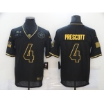 Men's Dallas Cowboys #4 Dak Prescott Black Gold 2020 Salute To Service Stitched NFL Nike Limited Jersey