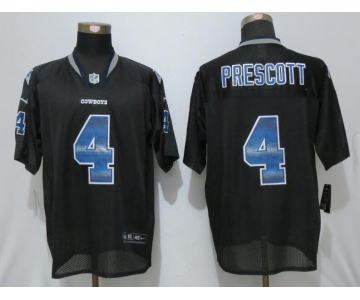 Men's Dallas Cowboys #4 Dak Prescott Black Strobe Stitched NFL Nike Fashion Jersey