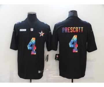 Men's Dallas Cowboys #4 Dak Prescott Multi-Color Black 2020 NFL Crucial Catch Vapor Untouchable Nike Limited Jersey