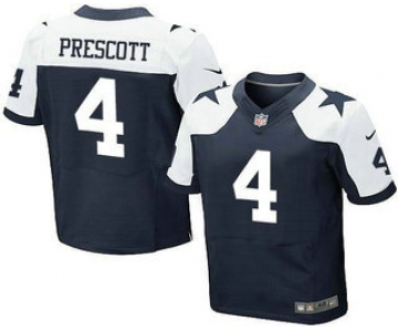 Men's Dallas Cowboys #4 Dak Prescott Navy Blue Thanksgiving Alternate NFL Nike Elite Jersey