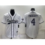 Men's Dallas Cowboys #4 Dak Prescott White Stitched Cool Base Nike Baseball Jersey