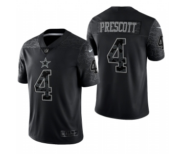 Men's Womens Youth Kids Dallas Cowboys #4 Dak Prescott Black Reflective Nike Limited Nike Jersey