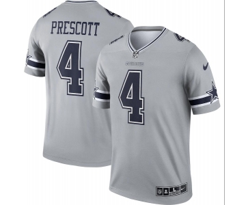 Men's Womens Youth Kids Dallas Cowboys #4 Dak Prescott Gray Stitched NFL Limited Inverted Legend Jersey