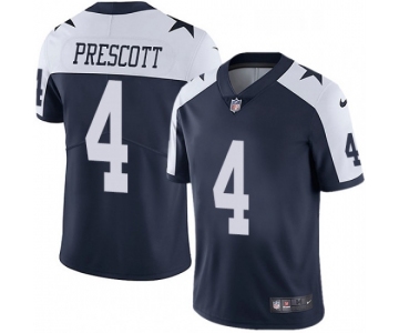 Men's Womens Youth Kids Dallas Cowboys #4 Dak Prescott Navy Blue Thanksgiving Stitched NFL Vapor Untouchable Limited Throwback Jersey