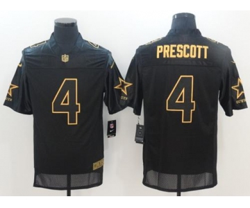 Nike Cowboys #4 Dak Prescott Black Men's Stitched NFL Elite Pro Line Gold Collection Jersey